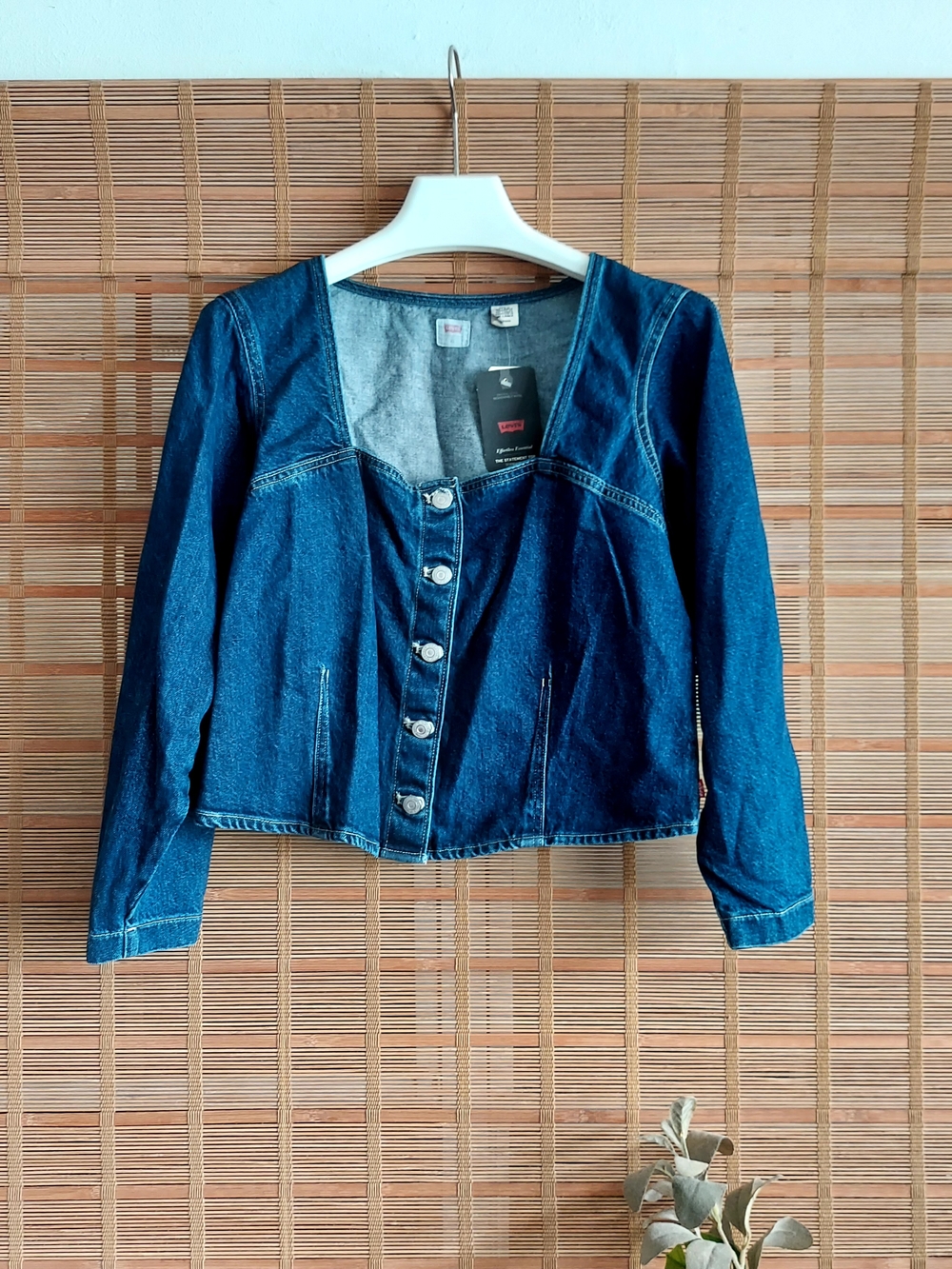 Levi's Dark Blue Denim Button-Front Crop Shirt